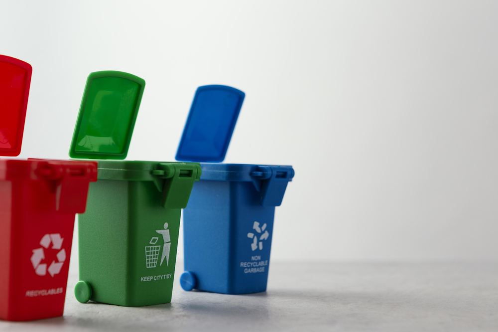 Colour-coded waste management bins